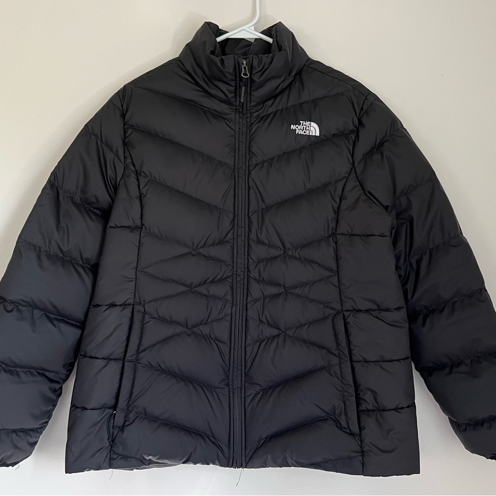 The North Face 550 Down Fill Puffer Jacket Coat Quilted Black Womens XL EUC